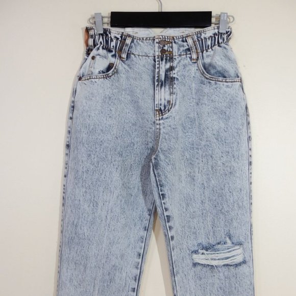 ONE TEASPOON Pioneer JEANS Size 26 High Waist Ripped Nonstretch Acid-washed NEW - Picture 5 of 10